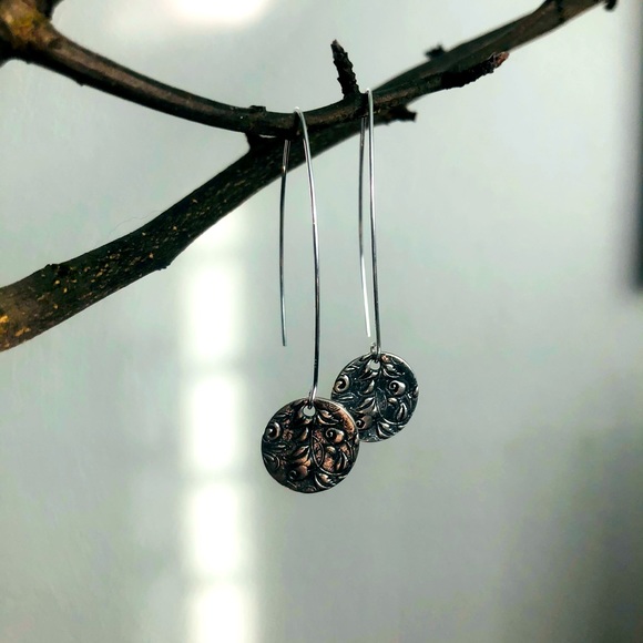 COPY - COPY - Handcrafted Floral Sterling Silver Earrings - Picture 8 of 8